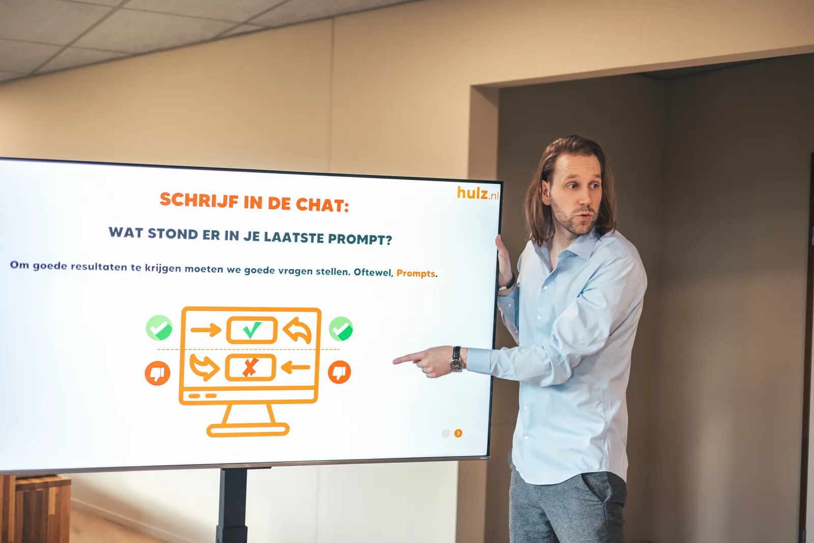 Martijn van Hulzen bij de slide "Wat stond er in je laatste prompt?"